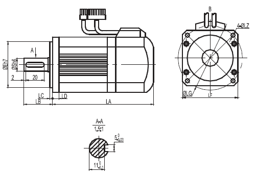 MotionKing AS60 Servo Motor Dimensions
